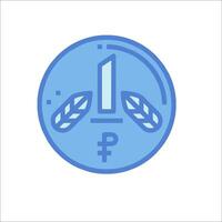 A blue coin with a number one on it vector