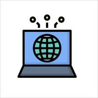 A laptop computer with a globe icon on it vector
