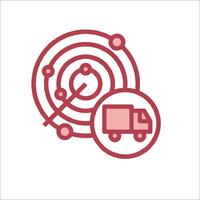 A red truck and a circle with dots on it vector
