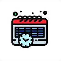 A calendar icon with a clock and a calendar vector