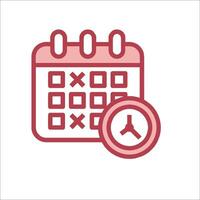 A calendar icon with a clock and a calendar vector
