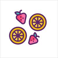 A strawberry and lemon slice icon vector