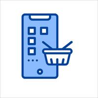 A smartphone with a basket and a fork in it vector