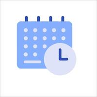 A calendar icon with a clock on it vector
