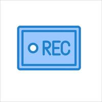 A blue box with the word rec on it vector