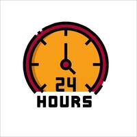 A clock with the words 24 hours on it vector