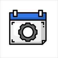 A calendar icon with gears on it vector