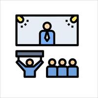 A presentation icon with people in front of a screen vector