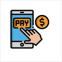 Pay icon on mobile phone illustration vector