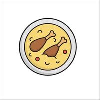 A plate with chicken and vegetables on it vector