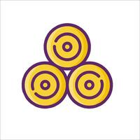 A yellow and purple logo with three circles vector