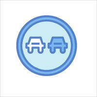 A blue circle with two cars in it vector