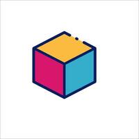 A colorful cube logo with a blue and pink color vector