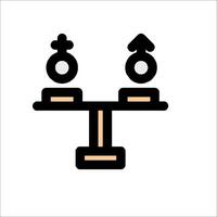 A balance scale with two objects on it vector