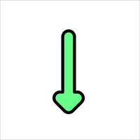 A green arrow pointing down on a white background vector
