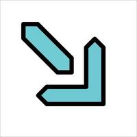 A blue arrow pointing down on a white background vector