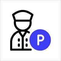 A man in a uniform holding a parking sign vector