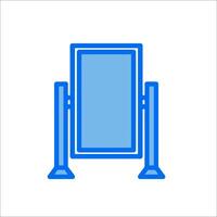 A blue sign with a mirror on it vector