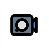A camera with a speech bubble icon vector