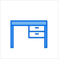 A blue desk with two drawers vector