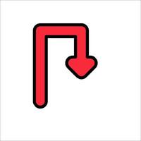 A red arrow pointing down on a white background vector