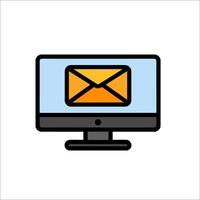 Email icon on computer monitor vector