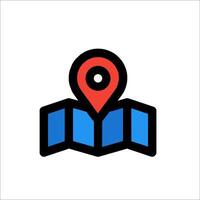 A map icon with a pin pointing to it vector