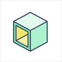 A cube with a yellow and green square inside vector