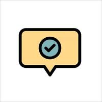 A speech bubble with a tick mark on it vector