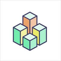 A line drawing of cubes stacked on top of each other vector
