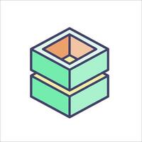 A cube with a square inside it vector