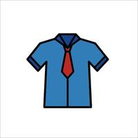 A blue shirt with a red tie on it vector