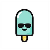 A cartoon ice cream popsicle with sunglasses vector