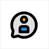 A person is in a chat bubble with a yellow and blue icon vector