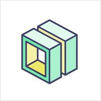A cube with a yellow and green border vector