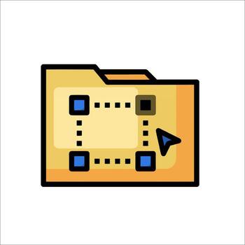 A folder icon with a blue arrow pointing to it vector