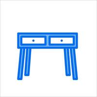 A blue desk with two drawers on it vector