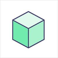 A green cube with a blue outline vector