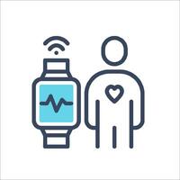 A man with a heart monitor and a smart watch vector