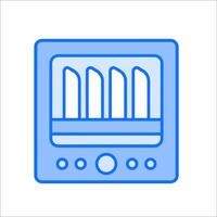 A blue icon of a stove with four burners vector