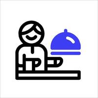 A person holding a tray with a dish on it vector