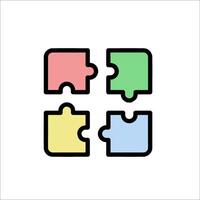 Four puzzle pieces in different colors on a white background vector
