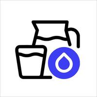 A water bottle and a pitcher with a drop of water vector