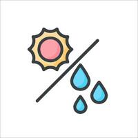 A sun and water droplets icon vector