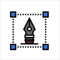 A pen and a square with a blue square in the middle vector