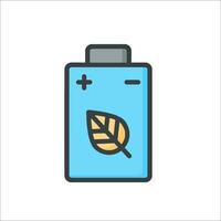 Battery icon with leaf on top vector