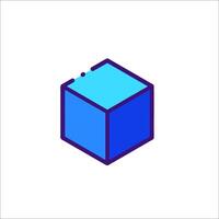 A blue cube with a white background vector