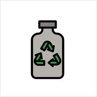 A bottle with a recycling symbol on it vector