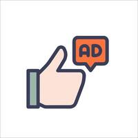 An ad with a thumbs up icon vector