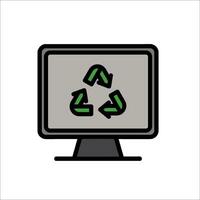 Computer monitor with recycling symbol illustration vector